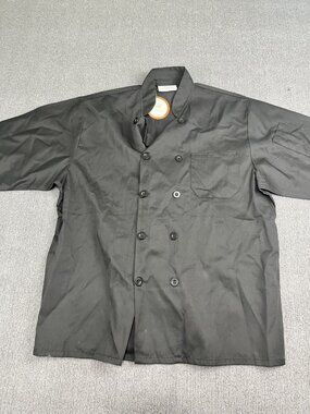 Happy Chef Mens Black Double-Breasted Chef Coat Size L Style #403SS